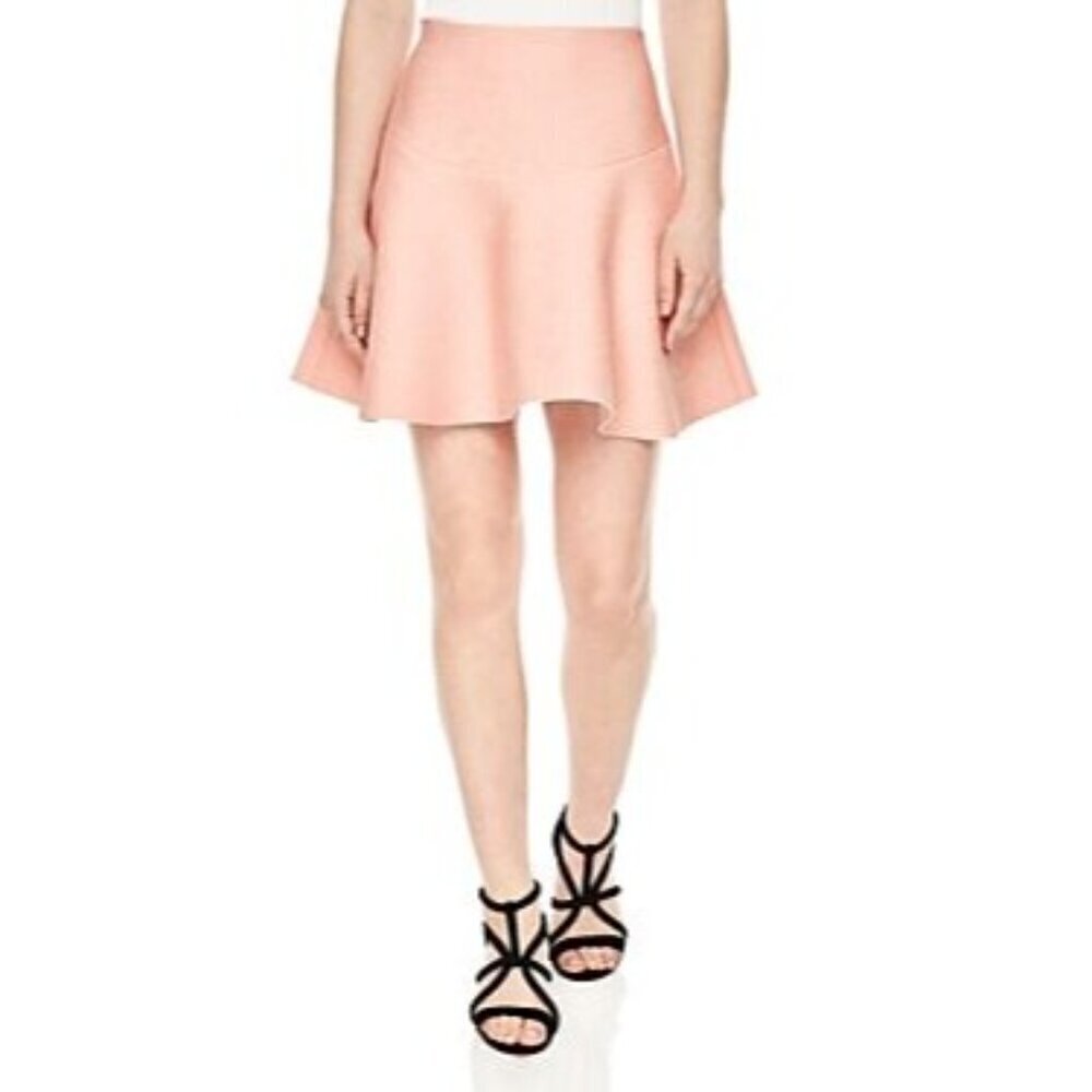 NWT Sandro Baya Flared Textured Crepe Mini Skirt Baby Pink Size 3 Large MSRP 210